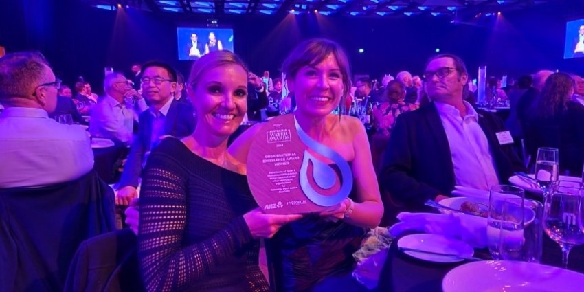 DWER accepting award at the Australian Water Awards