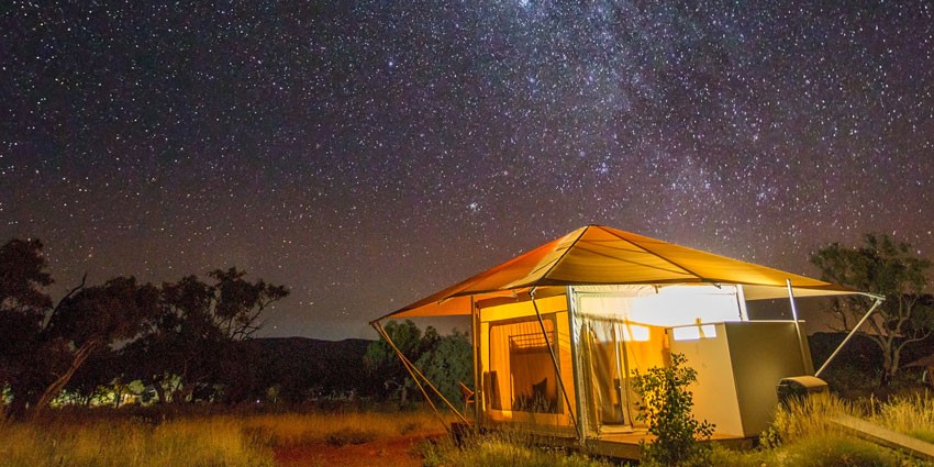 Camping tent and stars