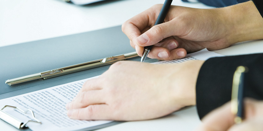 Document being signed.