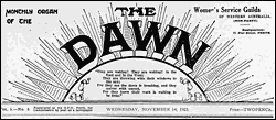 The Dawn -Magazine masthead courtesy The Women's Service Guild - Constitutional Centre of Western Australia