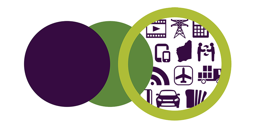 Icon showing a map of western australia, people working together, various good and services available for procuring under a common use arrangement (CUA) or contract