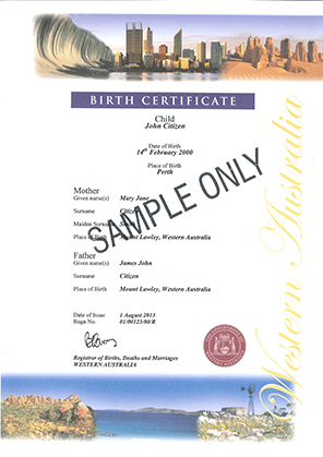 commemorative birth certificate - Landscape
