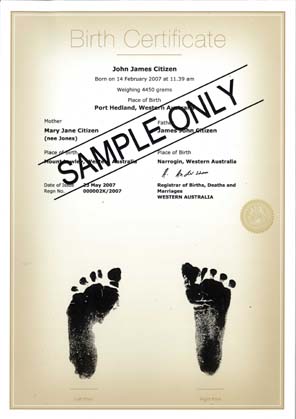 commemorative birth certificate - Baby prints