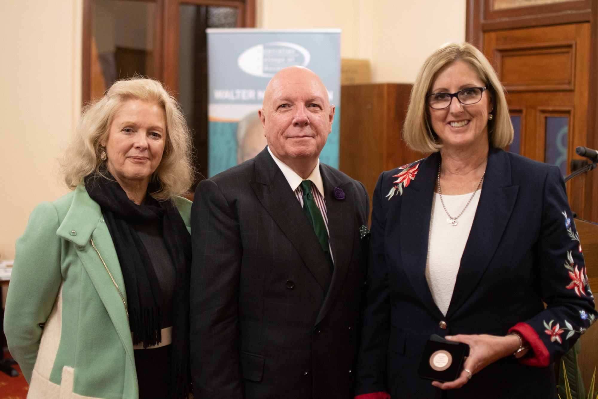 Left to right: Dr Anne Coffey, President ACE WA; Dr Phil Lambert, PSM FACE; Ms Sharyn O'Neill, Public Sector Commissioner. (Image courtesy of Catholic Education Office of WA)