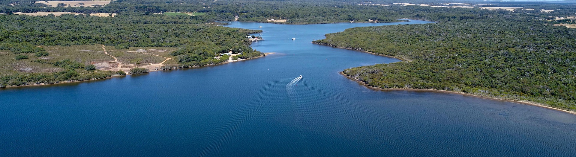 Aerial view of the Hardy inlet