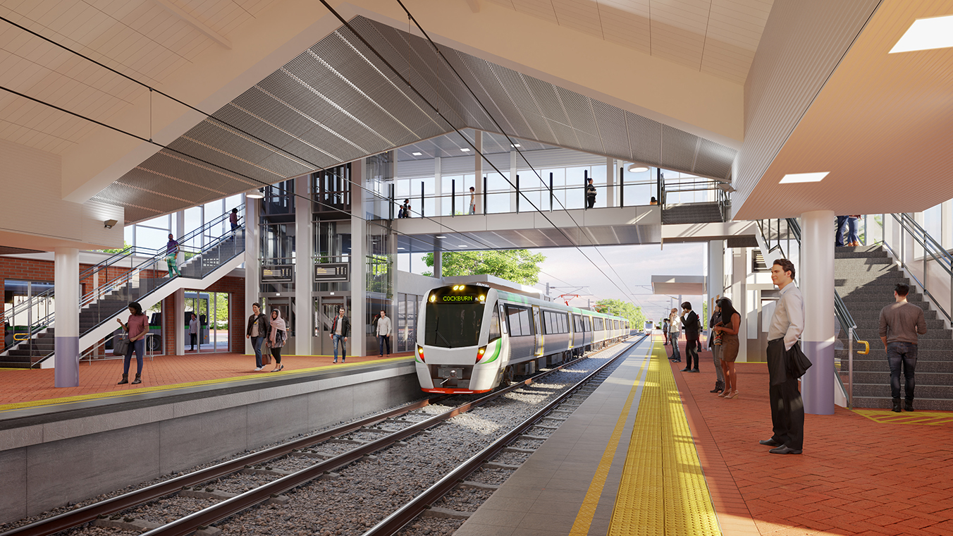 Artists Impression of a train station on the Thornlie to Cockburn line