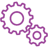 Purple outline of two cogs
