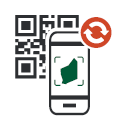 A mobile phone with the SafeWA logo on the screen and a QR code behind it