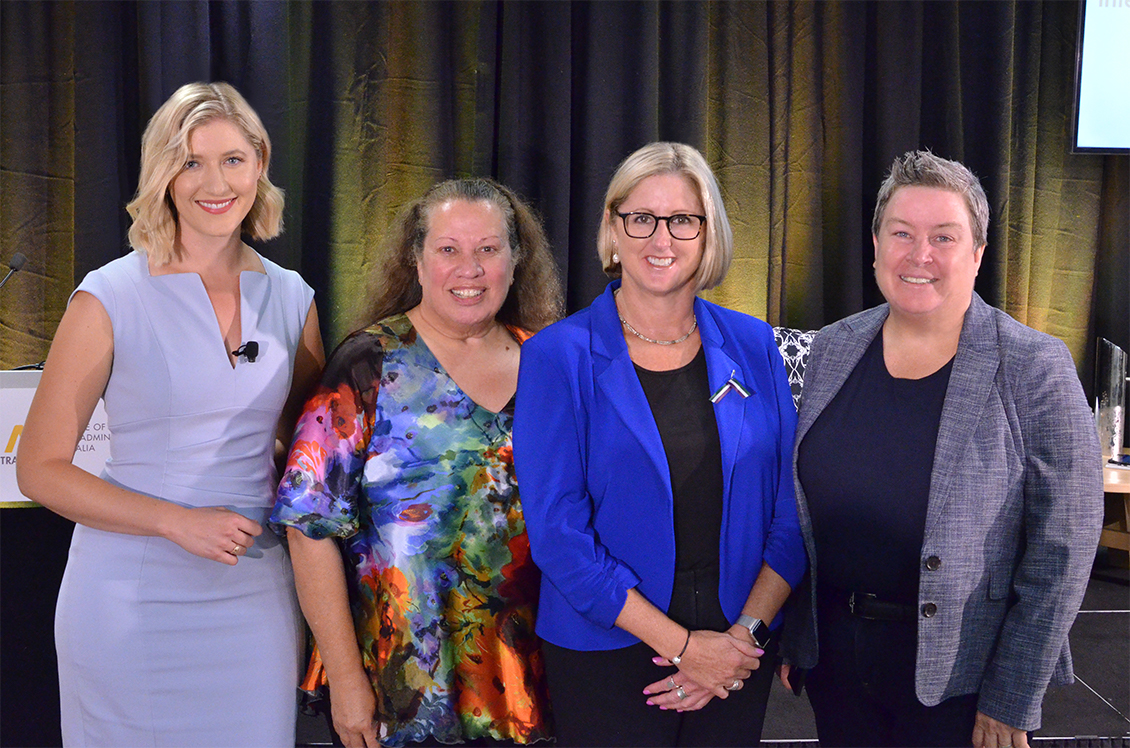 Channel 7’s Syan Dougherty , Professor Colleen Hayward AM, Public Sector Commissioner Sharyn O’Neill, Jodi Cant, Director General of the Department of Finance