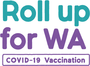 A logo for the Roll up for WA vaccination campaign
