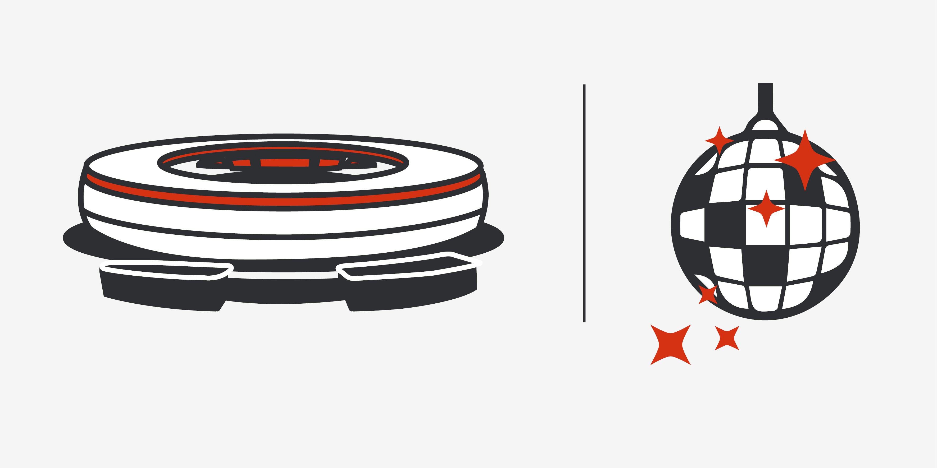 illustration of stadium and disco ball