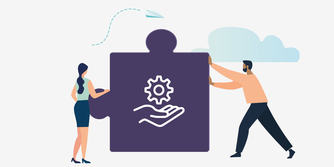 Graphic - people holding puzzle