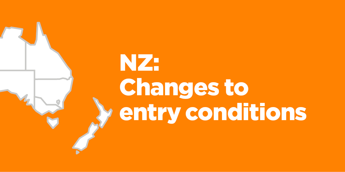 A graphic showing changing border conditions for New Zealand