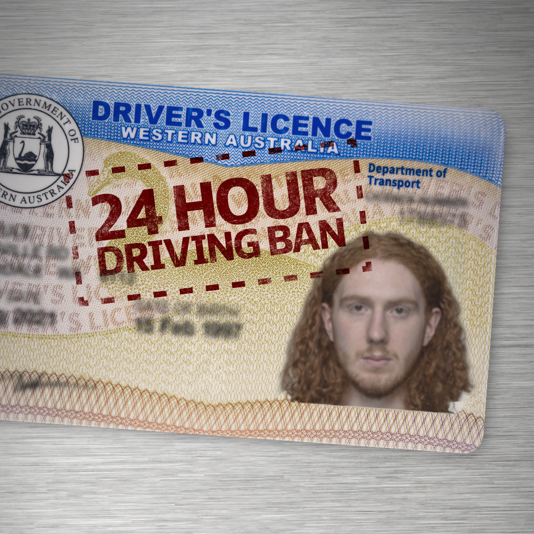 Man's driver's licence stamped with 24 hour driving ban