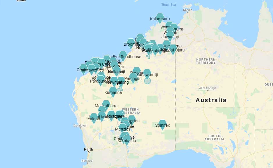 A map showing where liquor is restricted in Western Australia