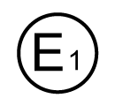 A circle with an E and number 1 inside