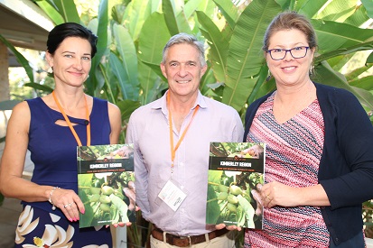 Dagmara Verrall, Kimberley Development Commission and  Glen Chidlow, Kimberley Development Commission with  Nikki Poulish, Department of Primary Industries and Regional Development at the launch of the new Kimberley Food and Beverage Capability Guide at the Kimberley Economic Forum in Kununurra.
