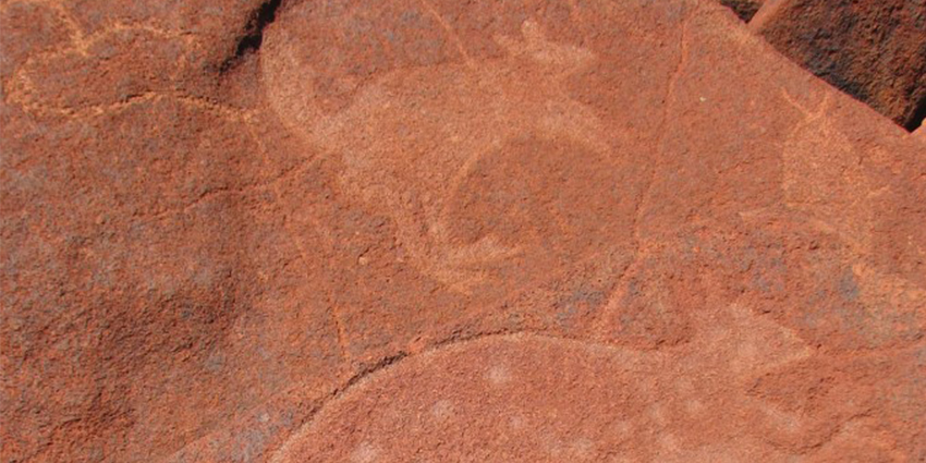 Aboriginal art on red rock