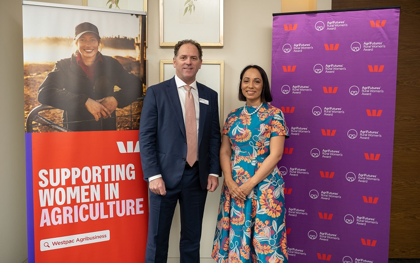 DPIRD director general stands next to Agrifutures winner Cara Peek at the awards ceremony