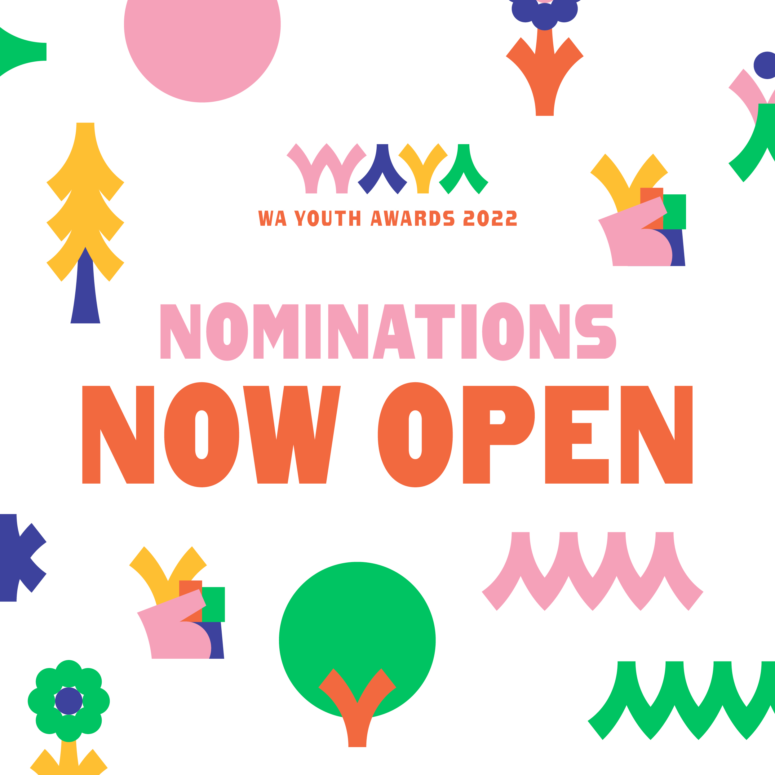 Artwork which says WA Youth Awards 2022 nominations now open