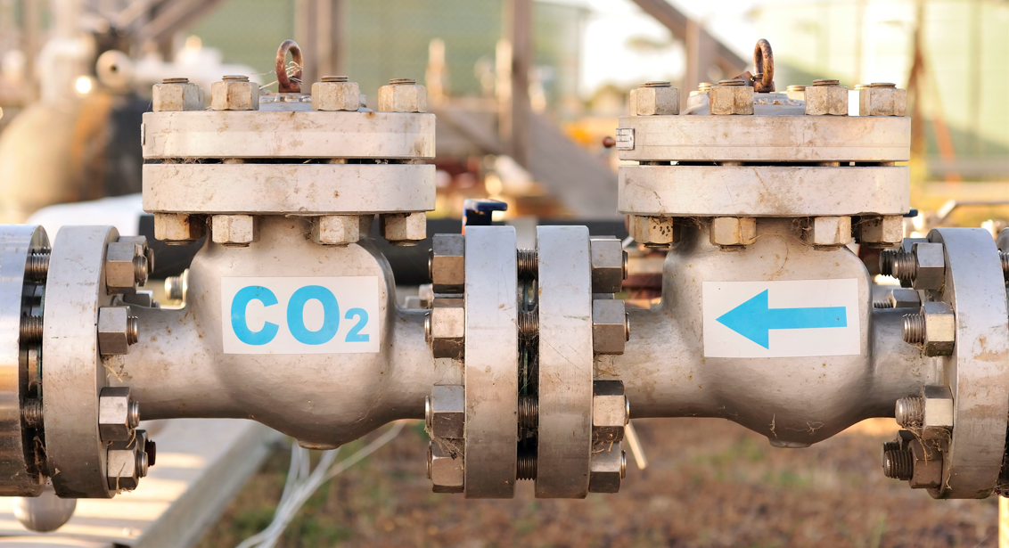 An image containing a connected pipeline labelled C02 and an arrow pointing to it