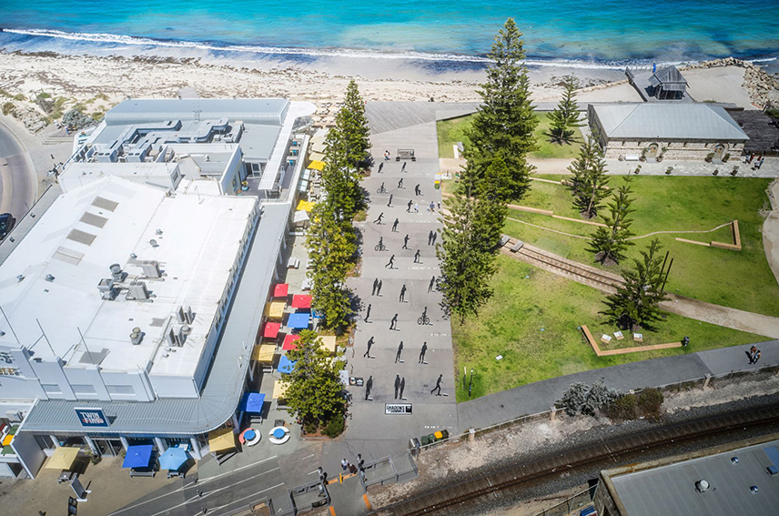 Aerial view of painted silhouettes