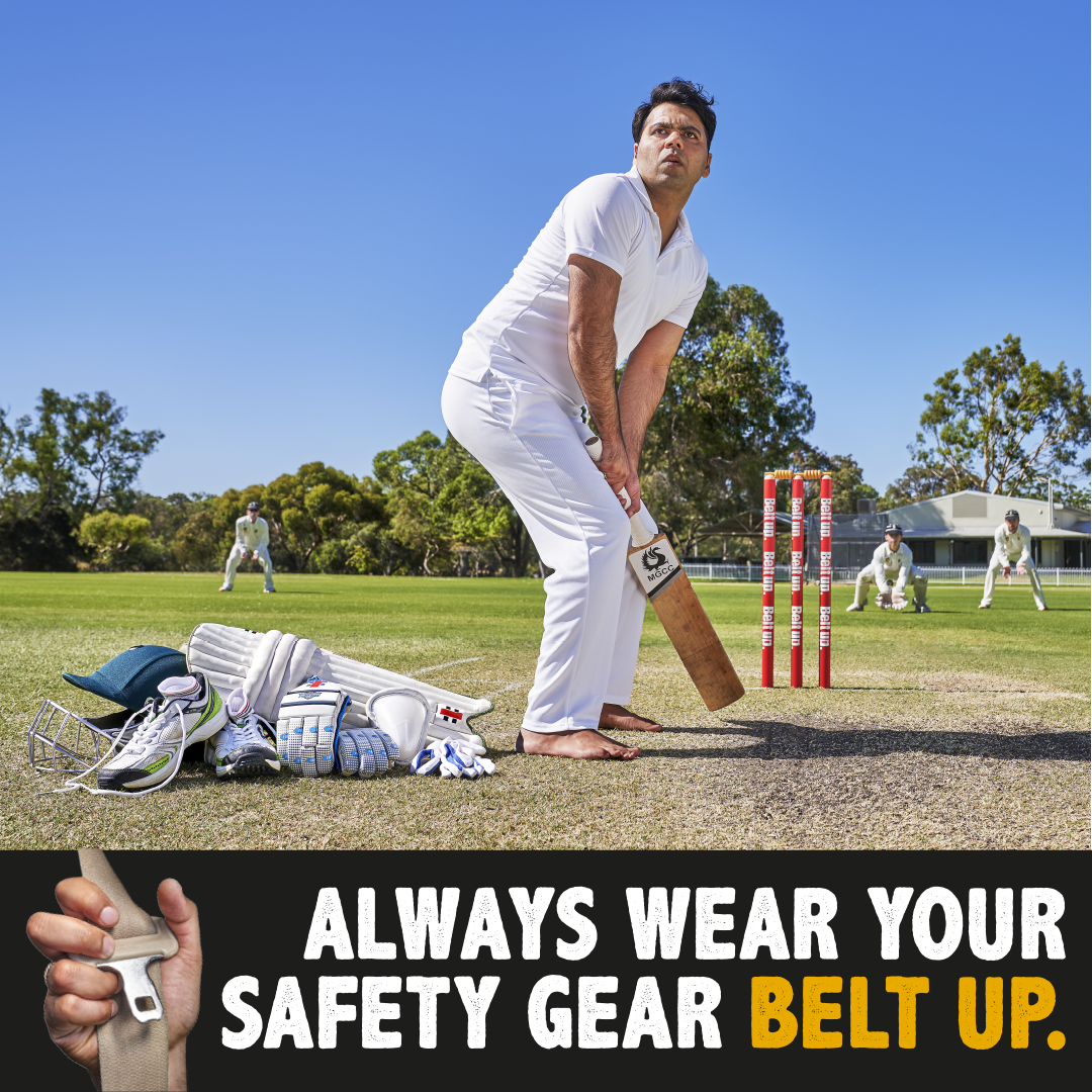a cricketer not wearing their safety gear