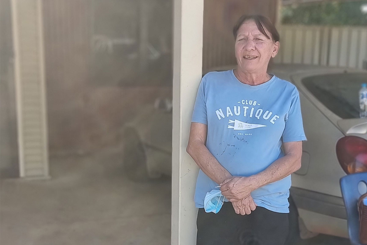 East Kimberley Transitional Housing Program participant Gailene Chulung standing outside her home.