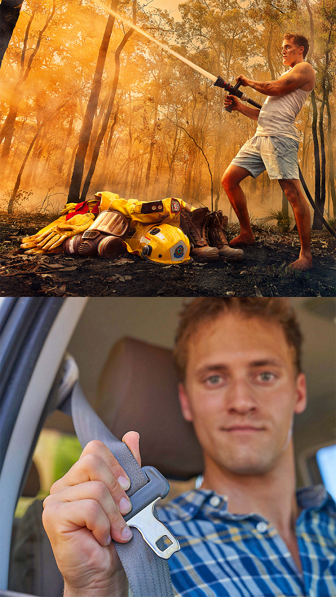 Firey puts on seatbelt