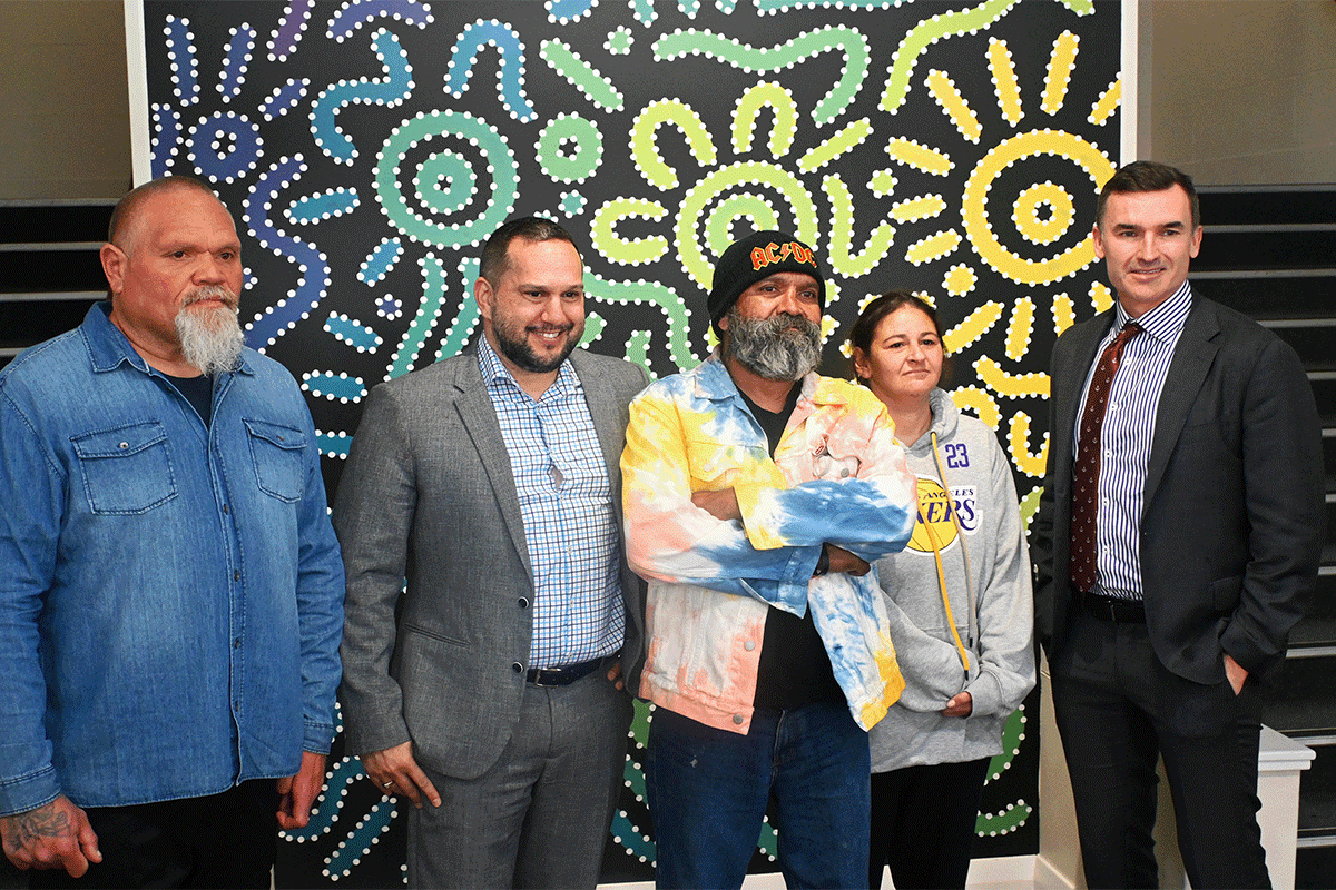Homelessness Minister John Carey with Chief Executive Officer of Wungening acknowledging the first year of operation at Boorloo Bidee Mia