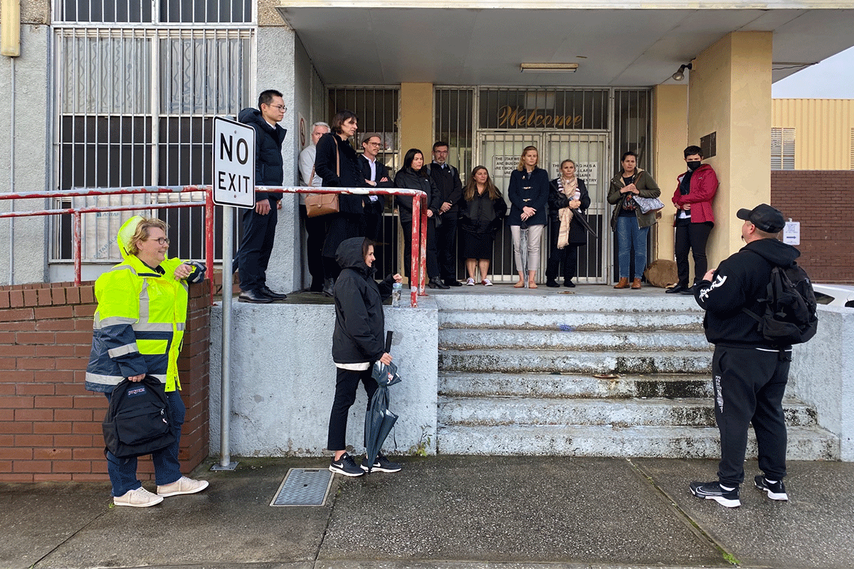 Communities staff participating in lived experience walking tour