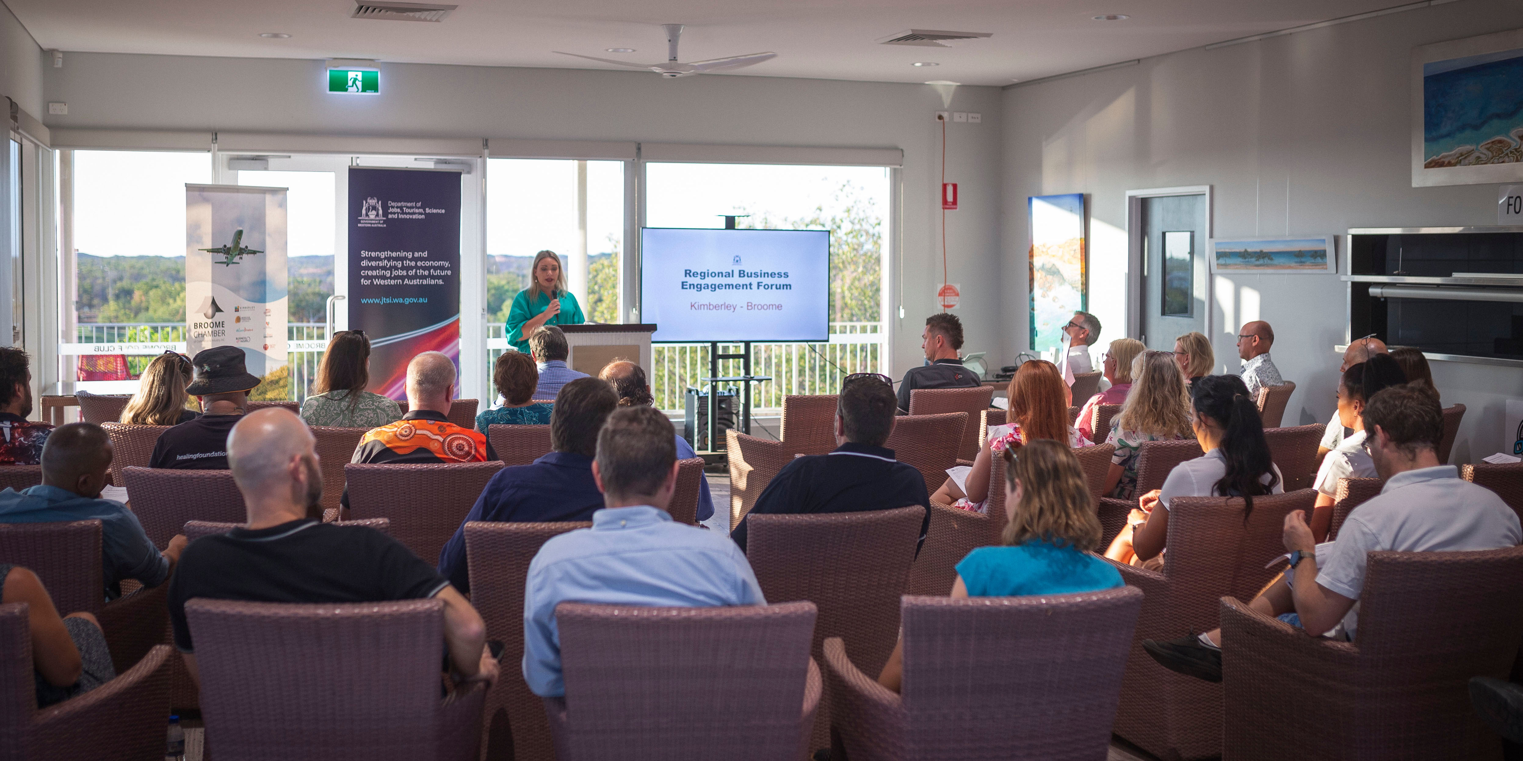 MC Sharni Foulkes welcomes attendees to the Broome Regional Forum 