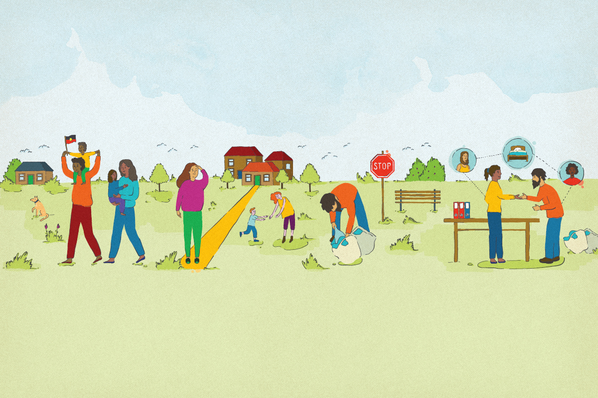 Illustration of community interacting with each other