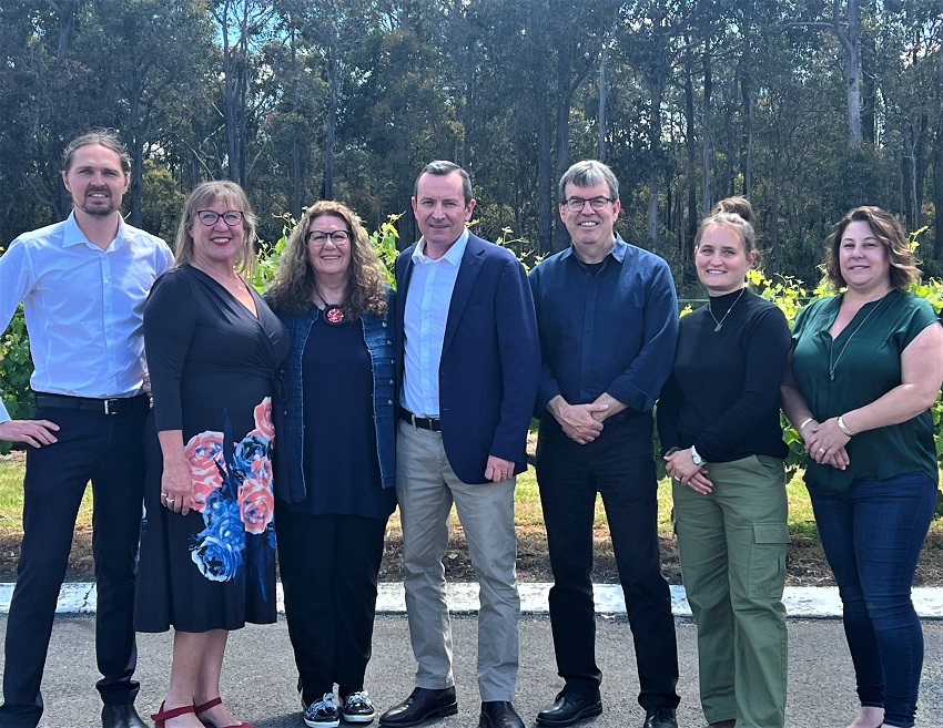 Four Native Forestry Community Advisory Group members with Jane Kelsbie MLA, Forestry Minister Dave Kelly and WA Premier Mark McGowan