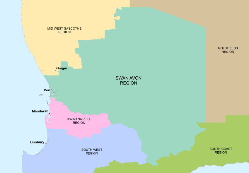 Swan Avon region map