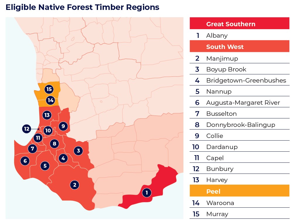 Timber regions map