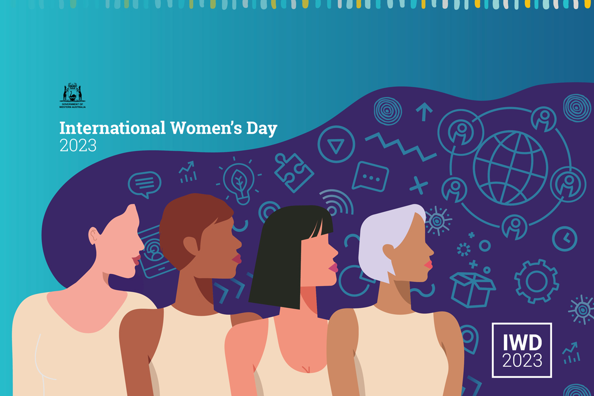 Graphic of IWD 2023 showing four strong diversified women