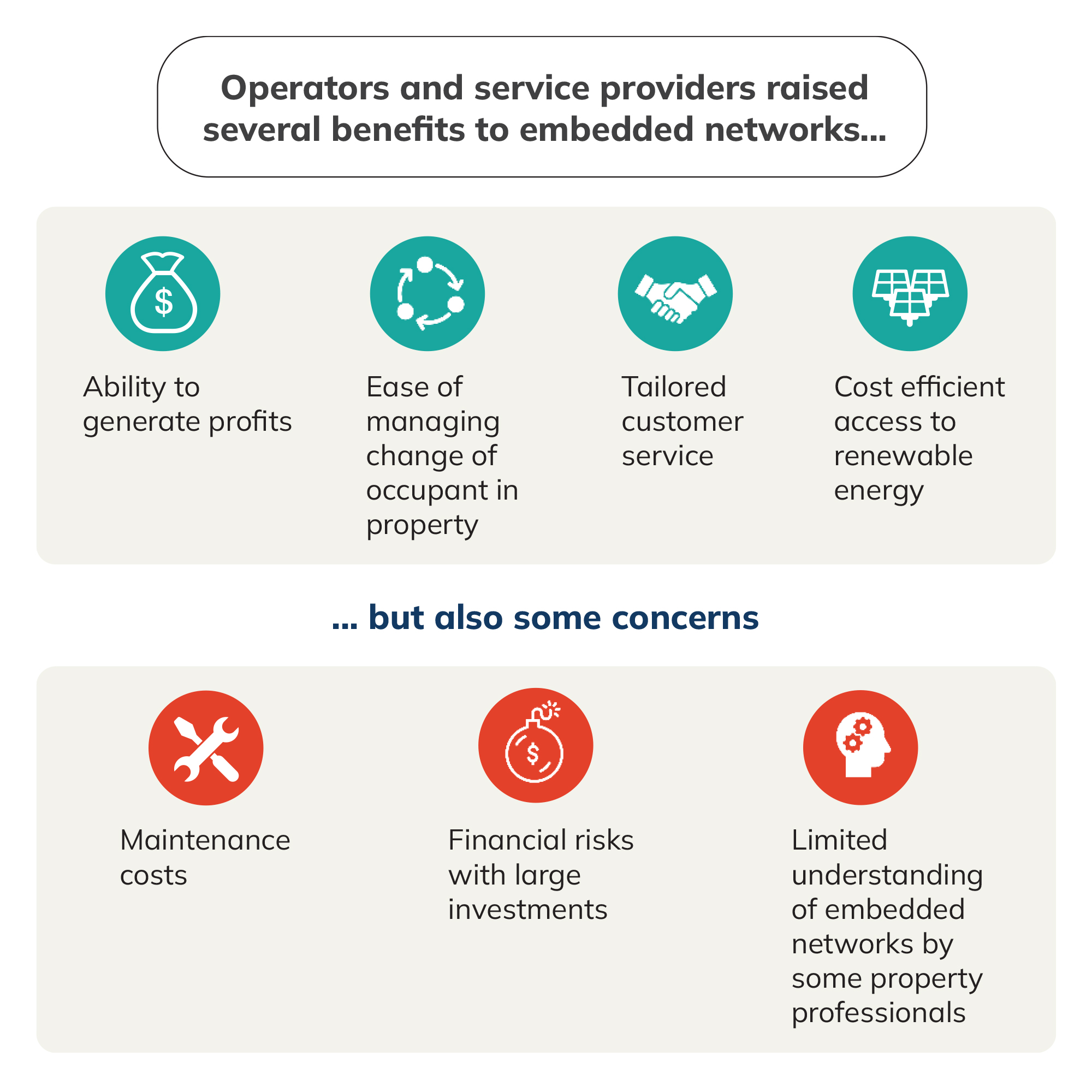 Network Operators and Service Providers 1 - Operators and service providers raised several benefits to embedded networks