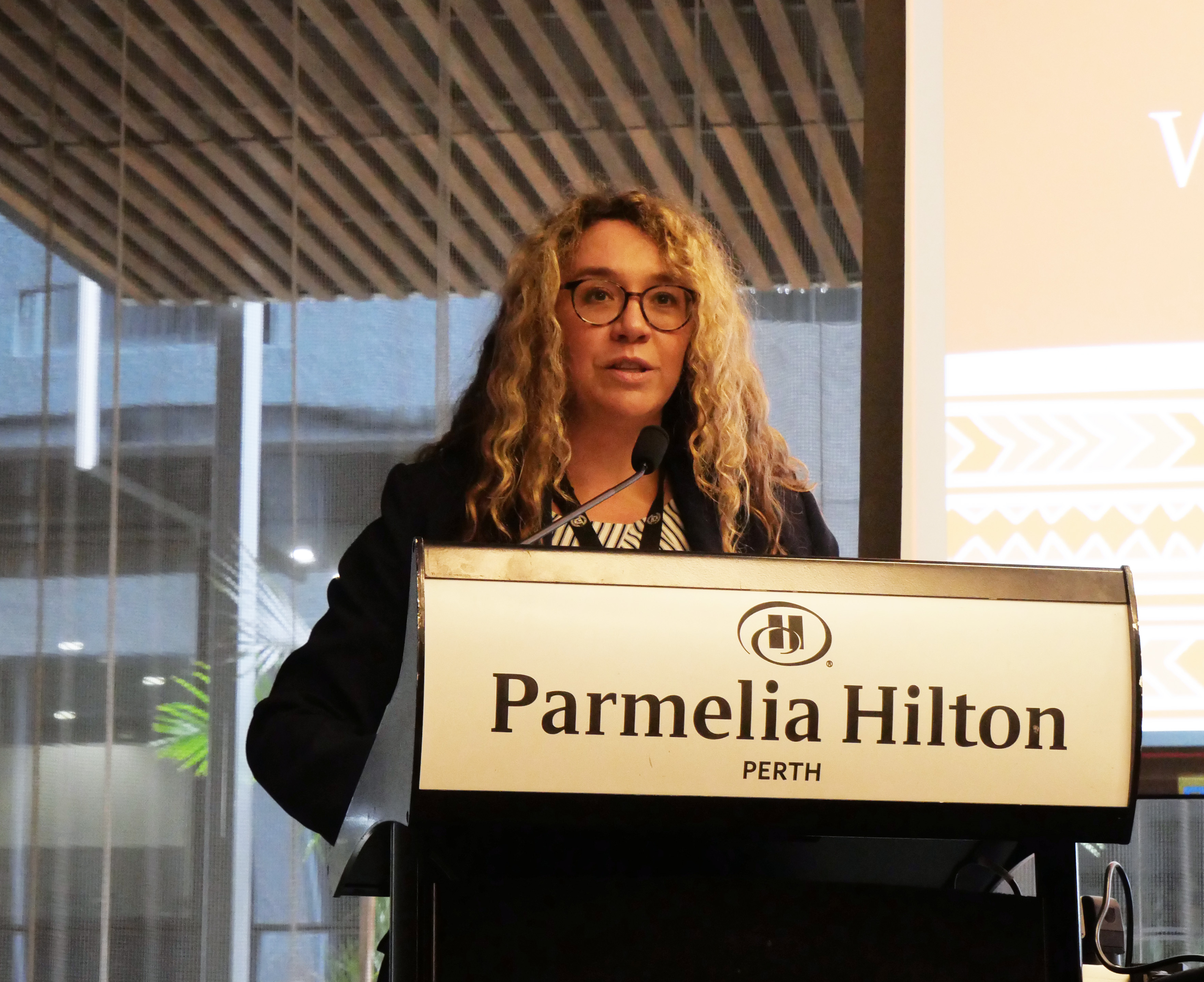 Image of Jessica Shaw speaking at the Perth information session in phase 2 of the Biodiscovery Bill