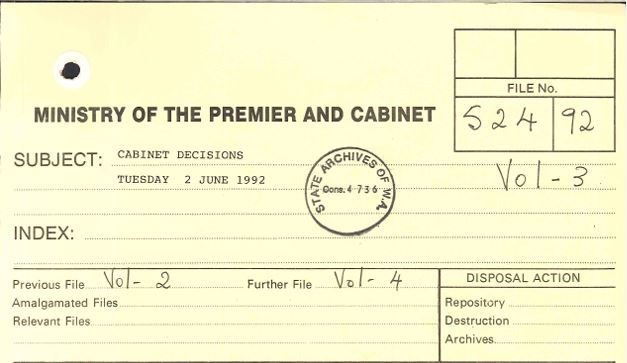 1992 State Cabinet Papers