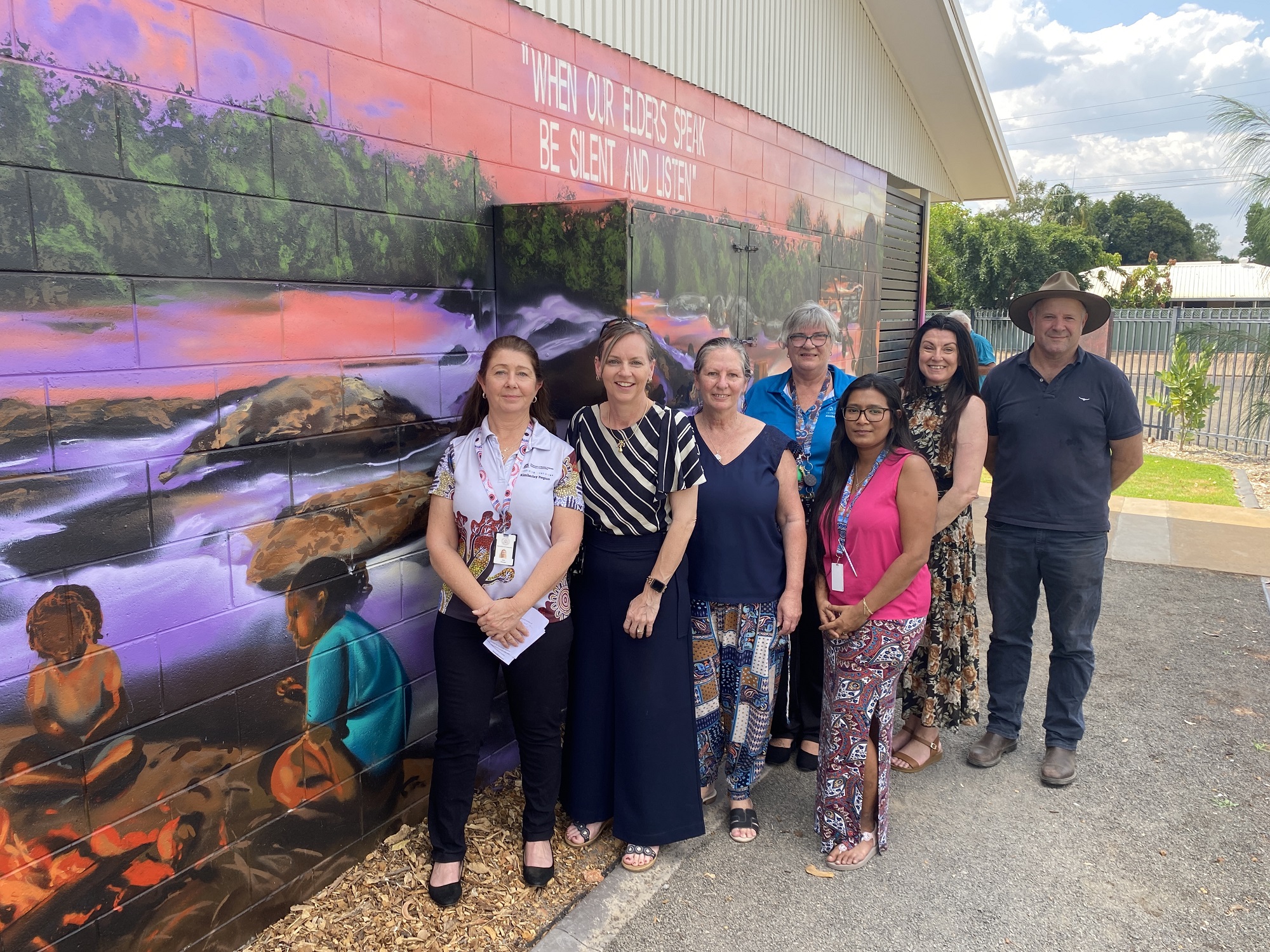 Image of a group of people involved in the Aboriginal Elders Residential complex that has opened in Kununurra