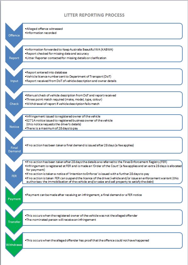 process of litter reporting from offence to infringement notice