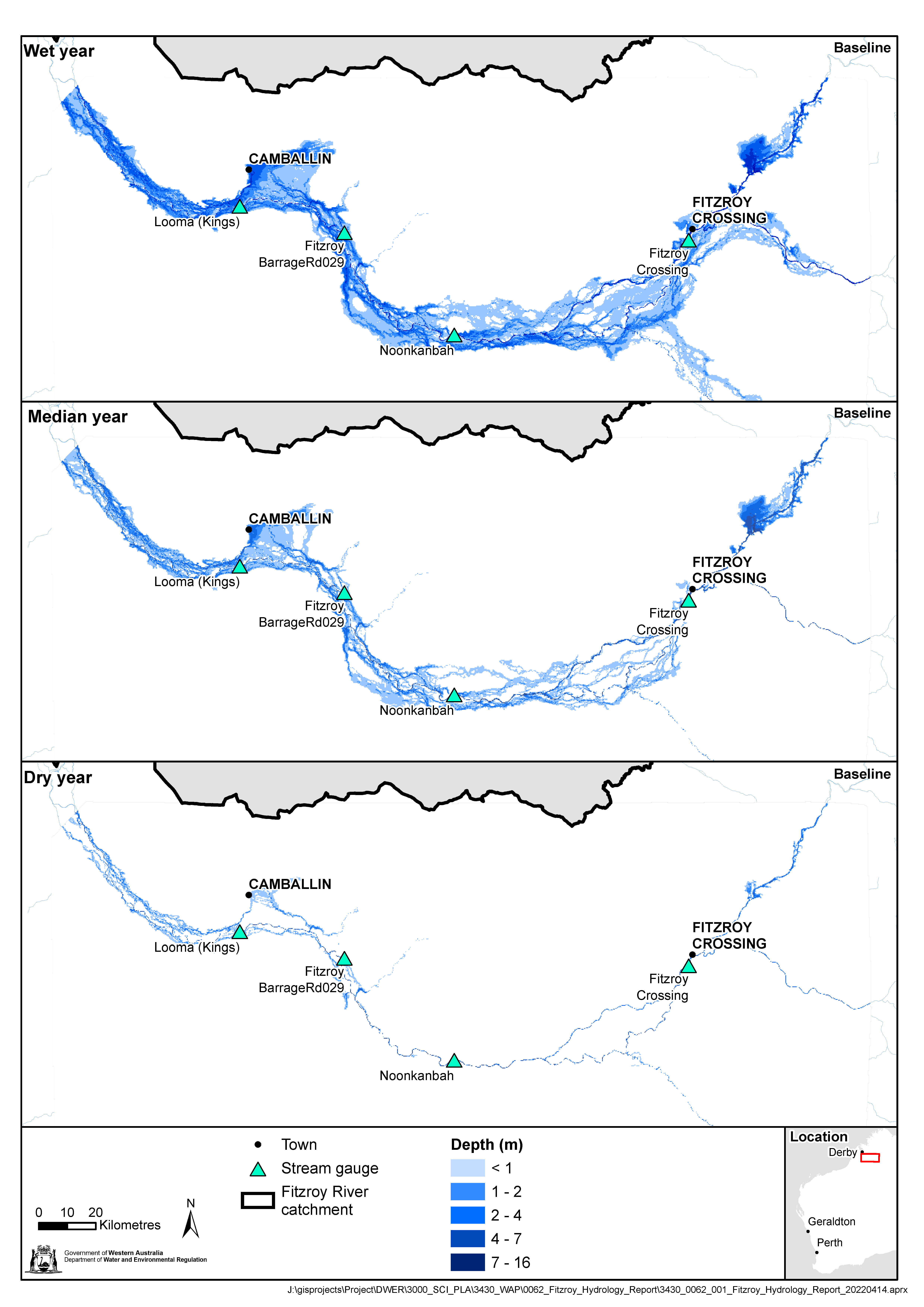 Extent of flood variation in the Fitzroy water allocation plan area