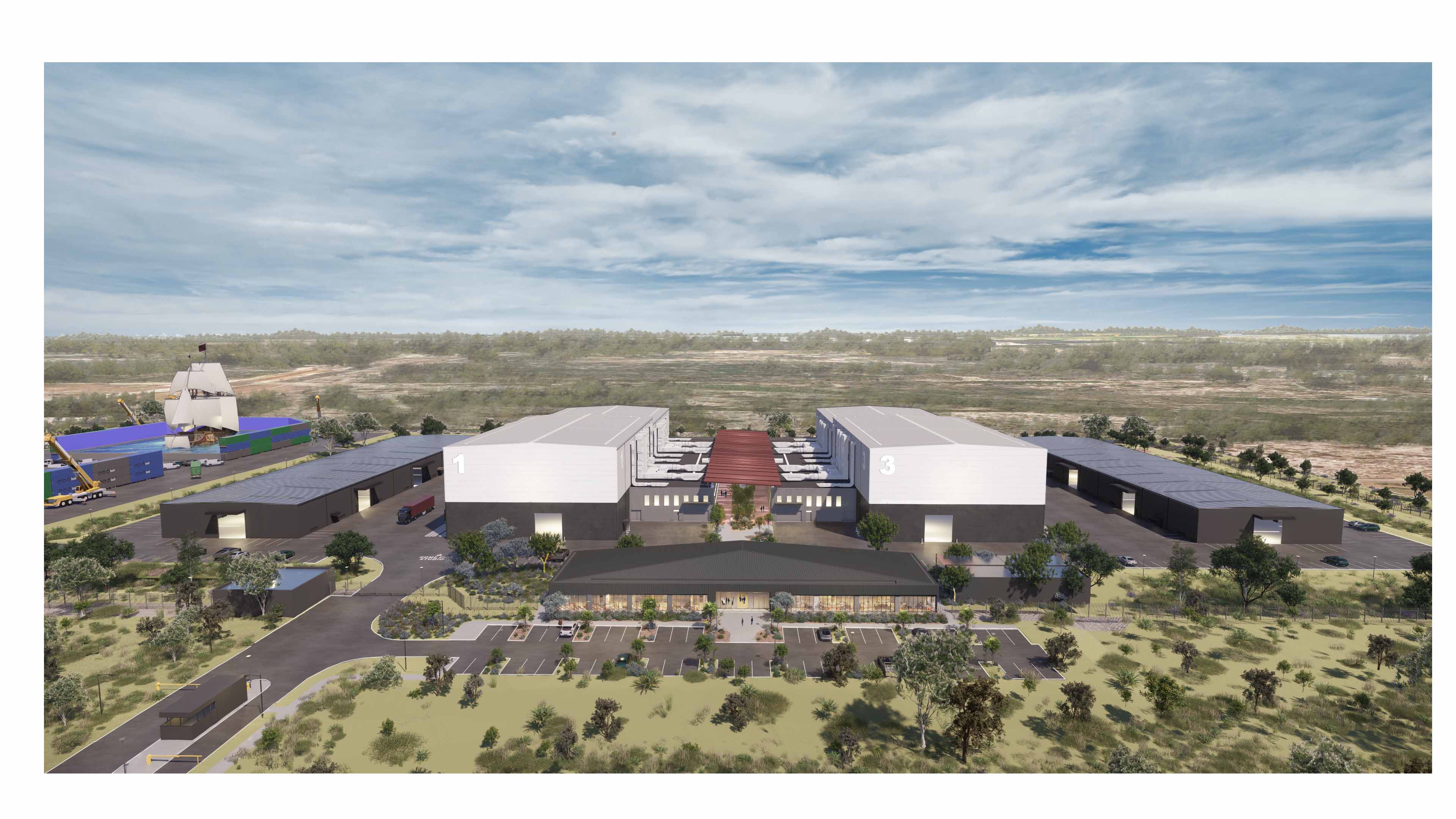 Artist impression of the screen production facility. 