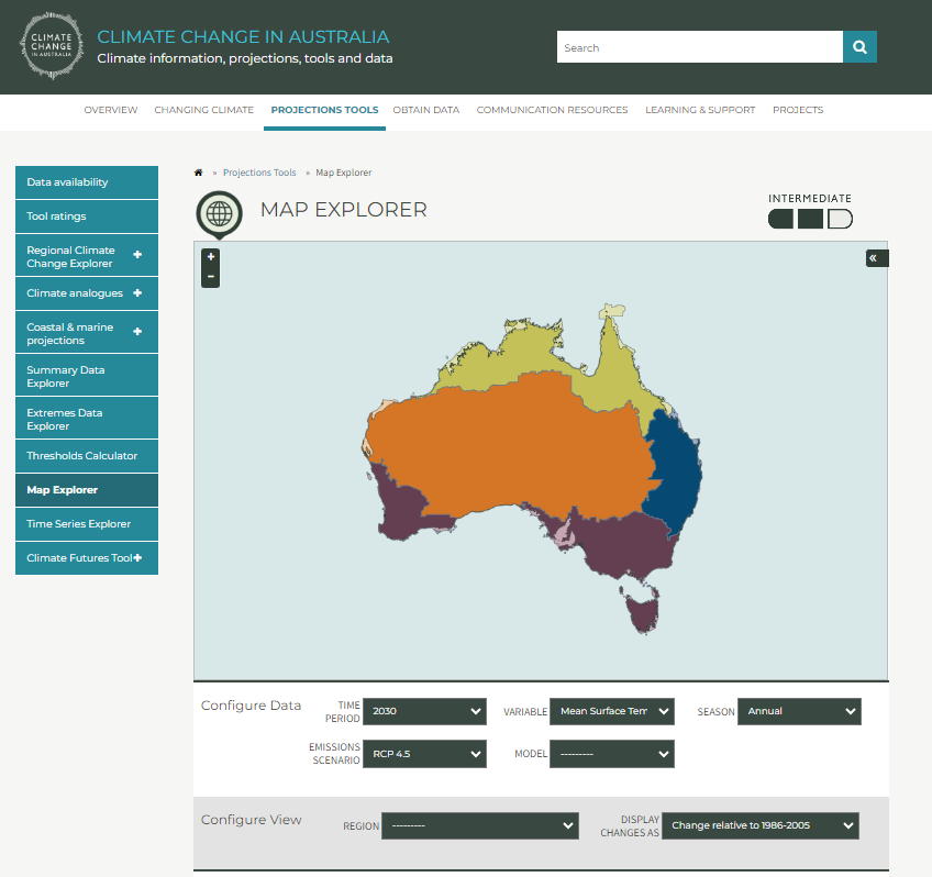 Climate Change in Australia map explorer tool