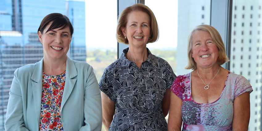 Left to right: Ms Jean Shaw, The Hon Lindy Jenkins and Associate Professor Meredith Blake