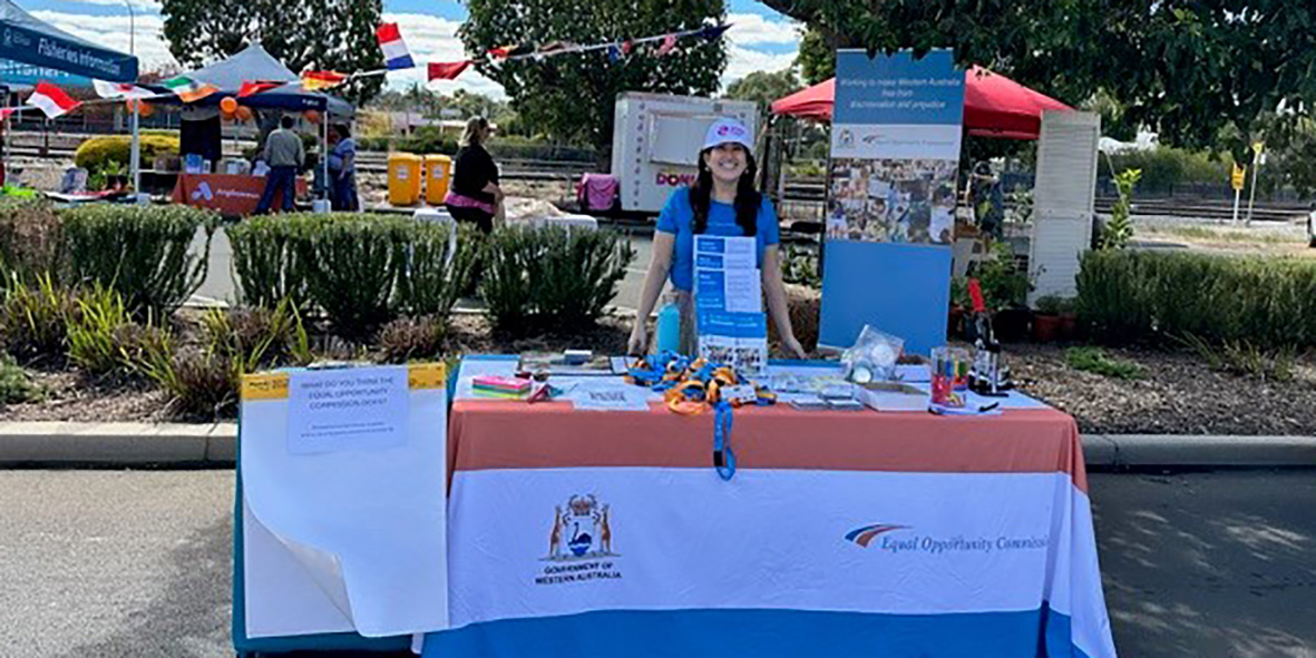 Community Education and Training Officer Kayla Manuel with stall