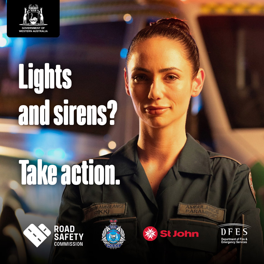 Light, sirens, action social tile
