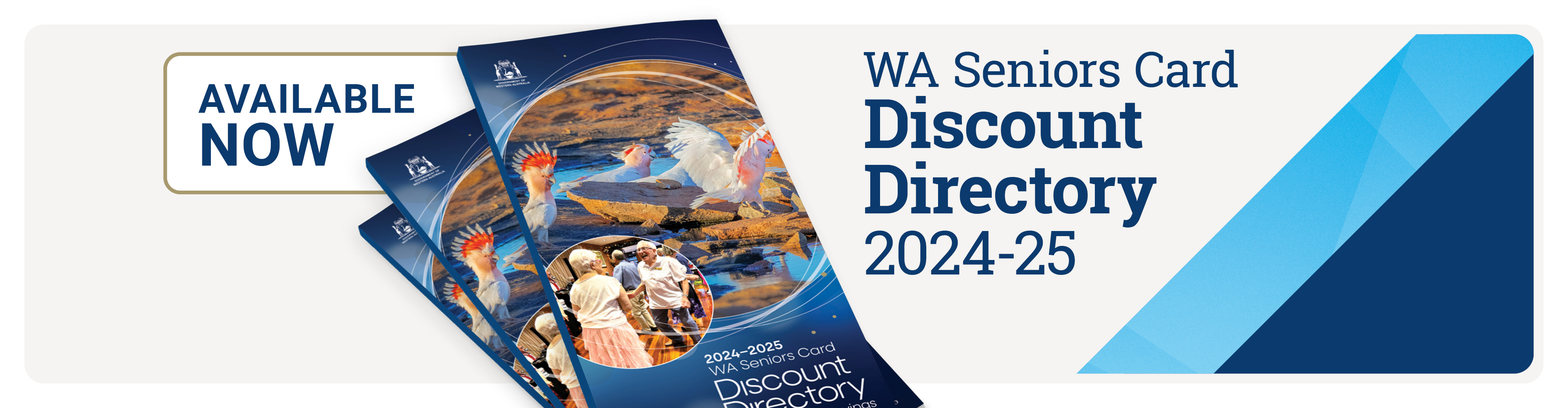Photo of a colourful banner with the words WA Seniors Card Discount Directory