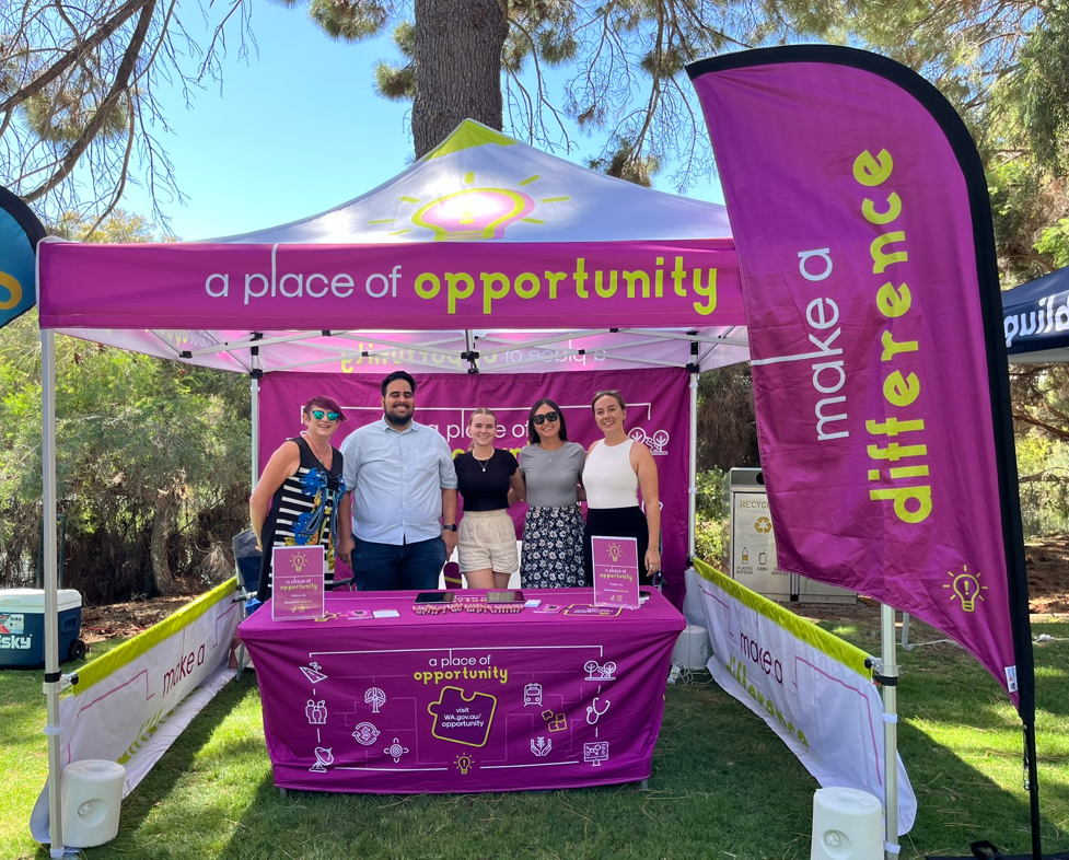 Public sector staff at the 'A place of opportunity' booth
